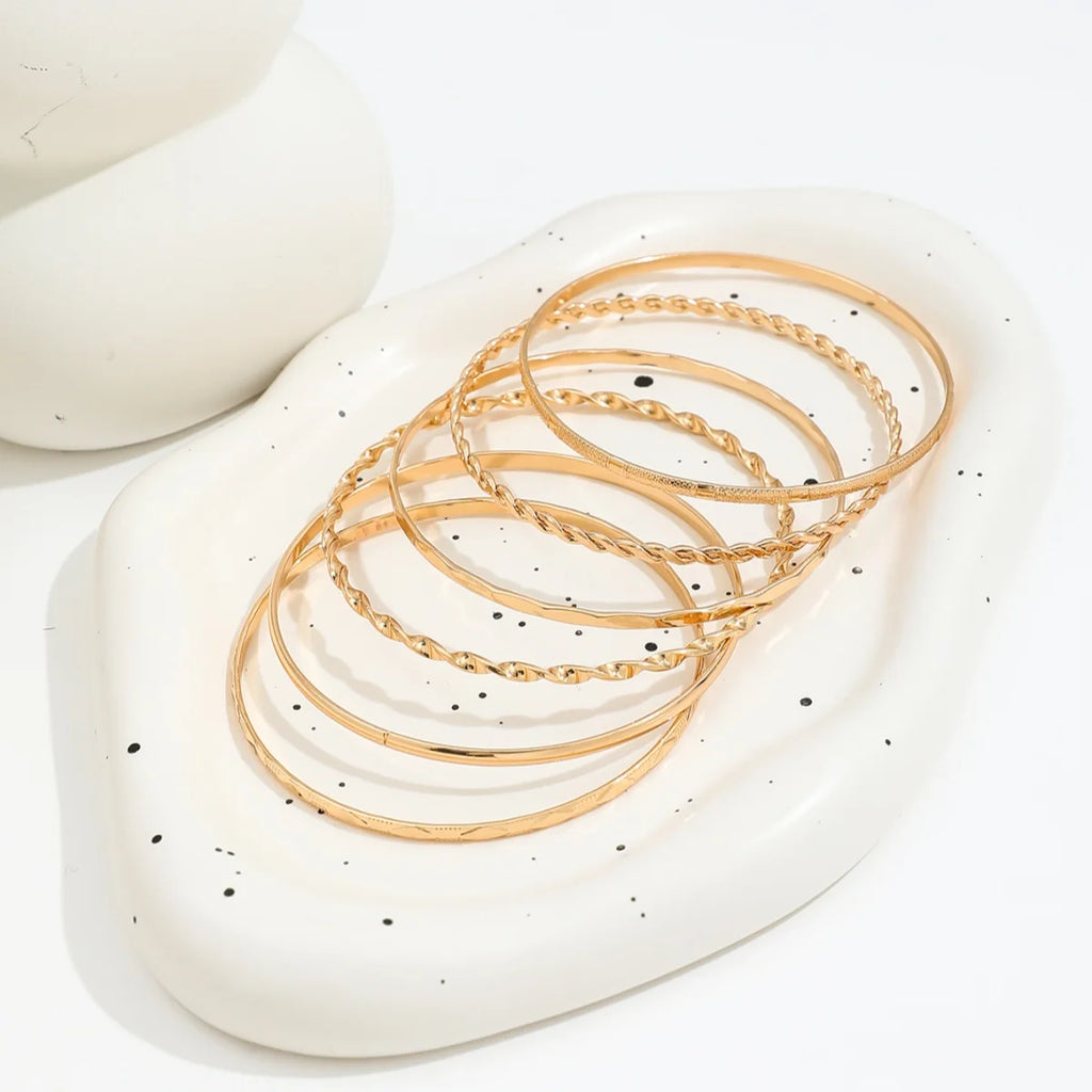 Ensemble de 6 bracelets multicouches or