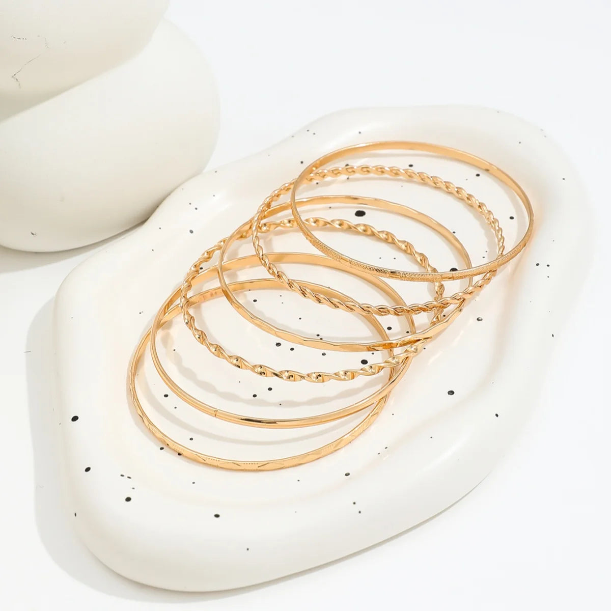 Ensemble de 6 bracelets multicouches or